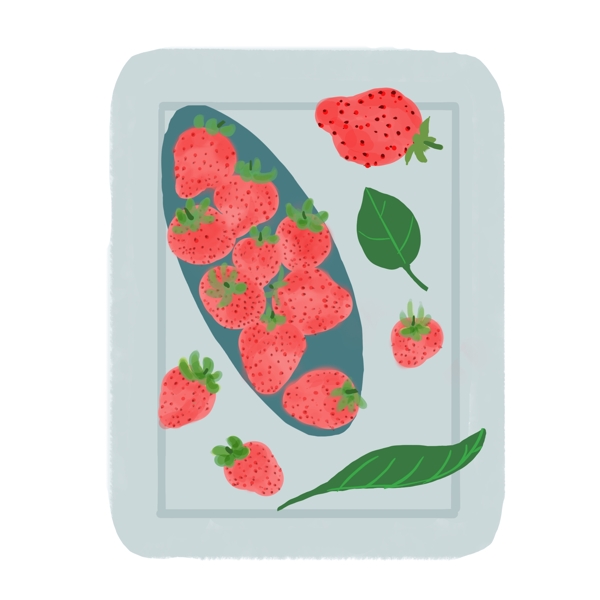 手绘新鲜的草莓插画
