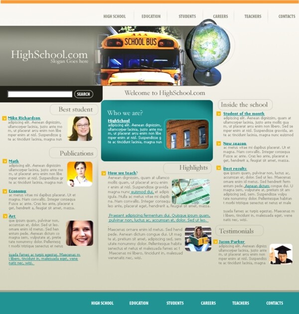 欧美高校信息网页模板