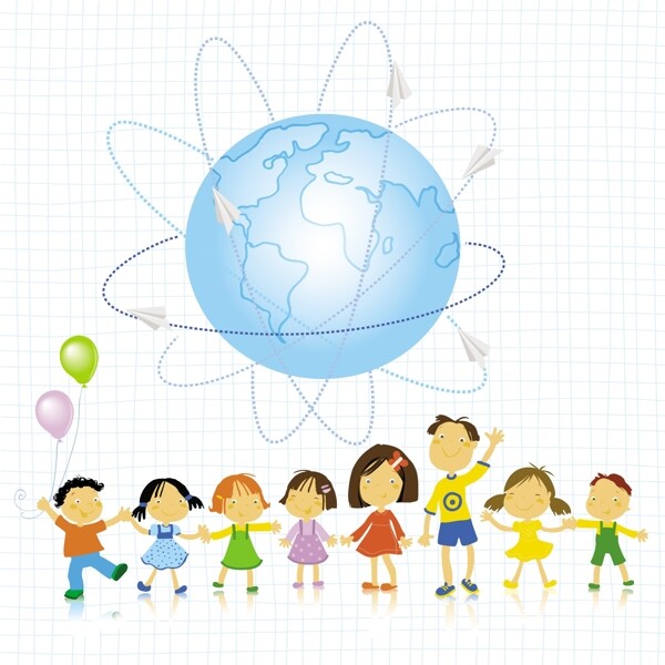 儿童节插画地球免费下载
