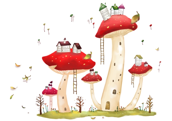 神奇的蘑菇免费插画素材