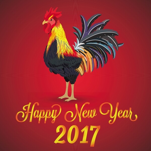 2017年鸡年新年贺卡广告设计