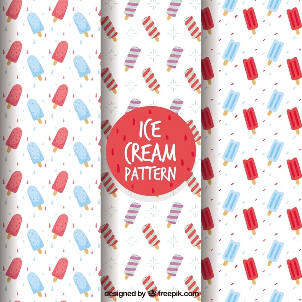 手绘三种冰淇淋插图装饰图案