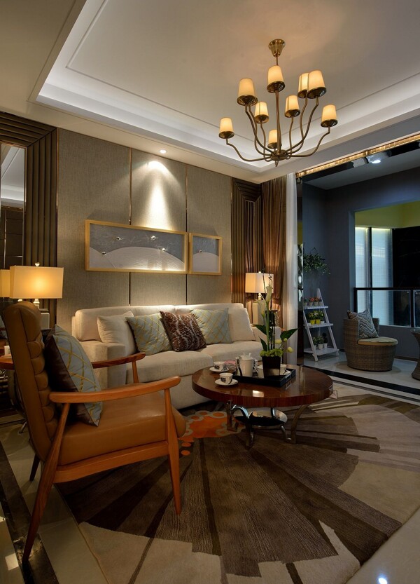现代简约客厅装饰画沙发效果图