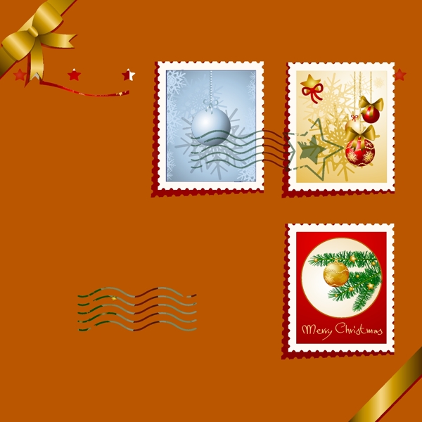 矢量素材圣诞元素精美邮票