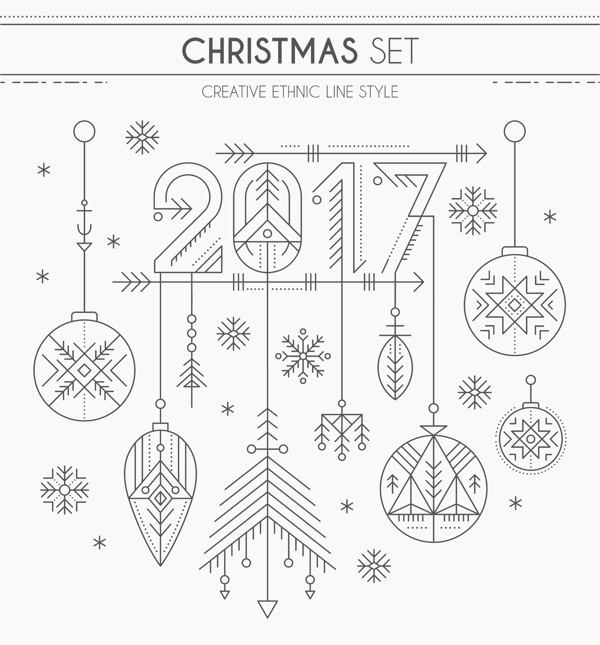 耳环2017圣诞节新年线条设计素材文件