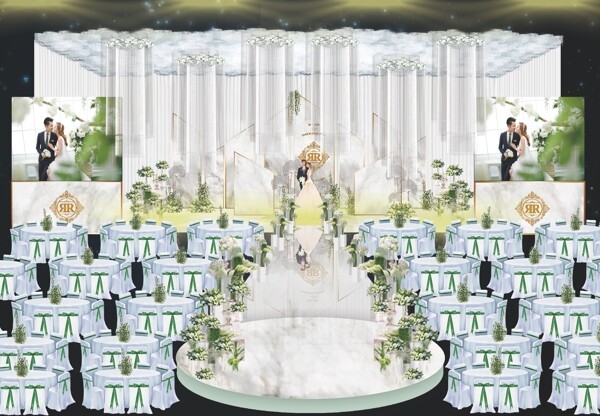 白绿婚礼舞台