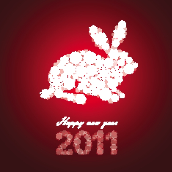 雪花装饰的新年兔子矢量素材