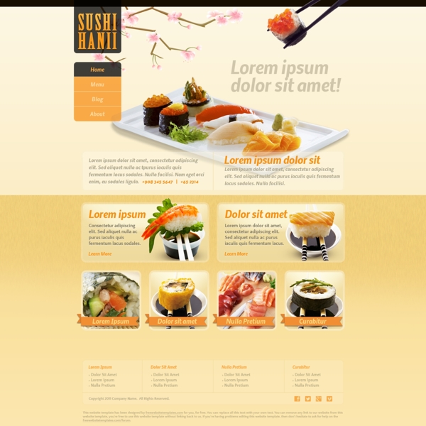外国料理网站PSD模板下载
