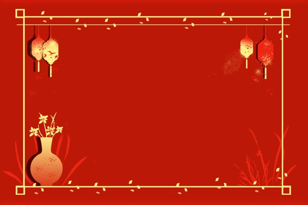 新年红色中国风烫金海报背景