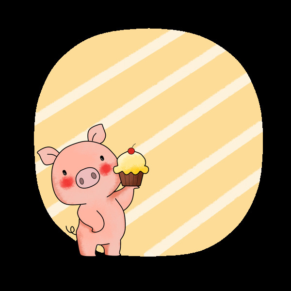 粉色的小猪边框插画