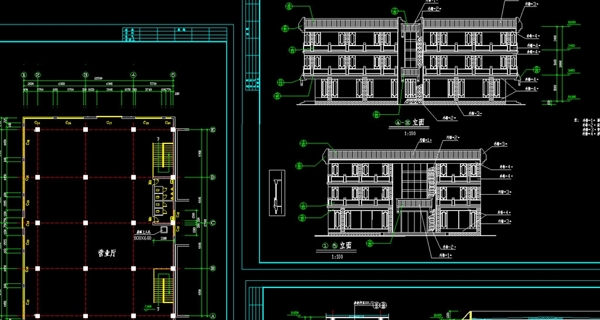 西安古建营业厅施工图图片