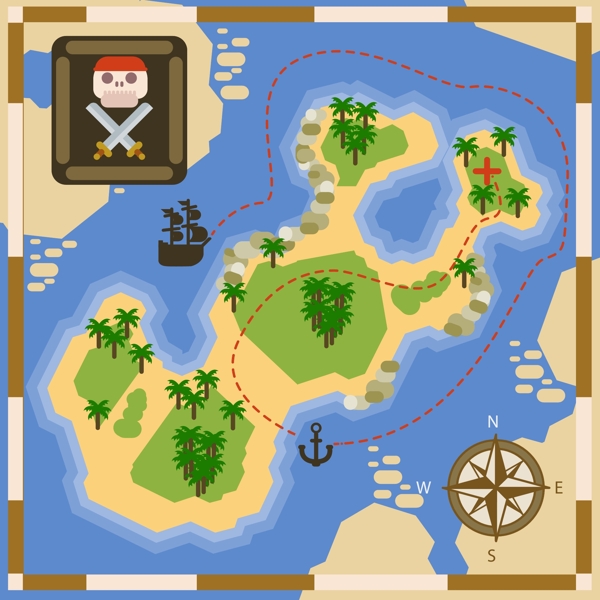海盗宝藏的路线图