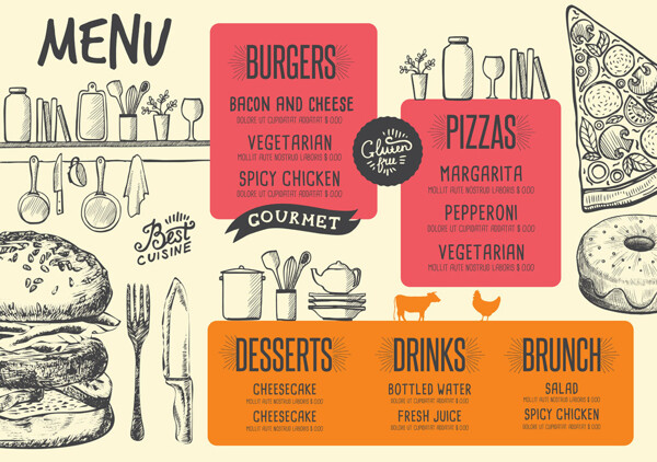 餐饮菜单背景设计图片