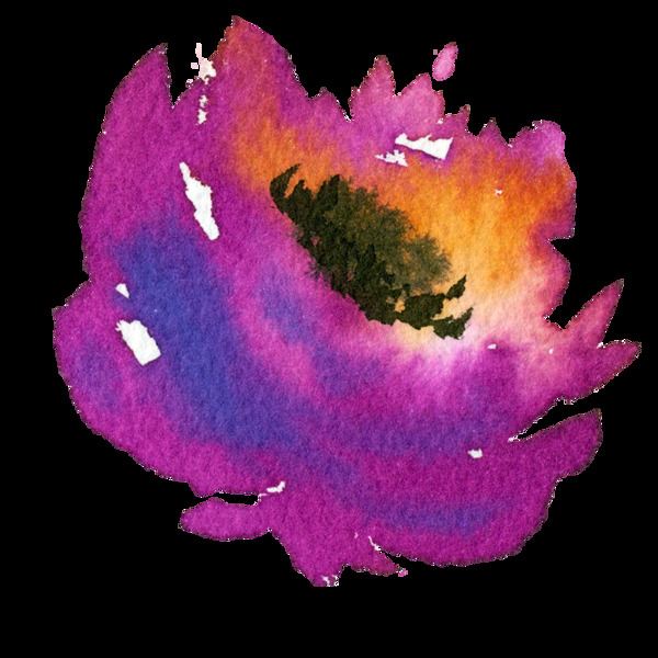 手绘一朵紫色花的侧面png透明素材