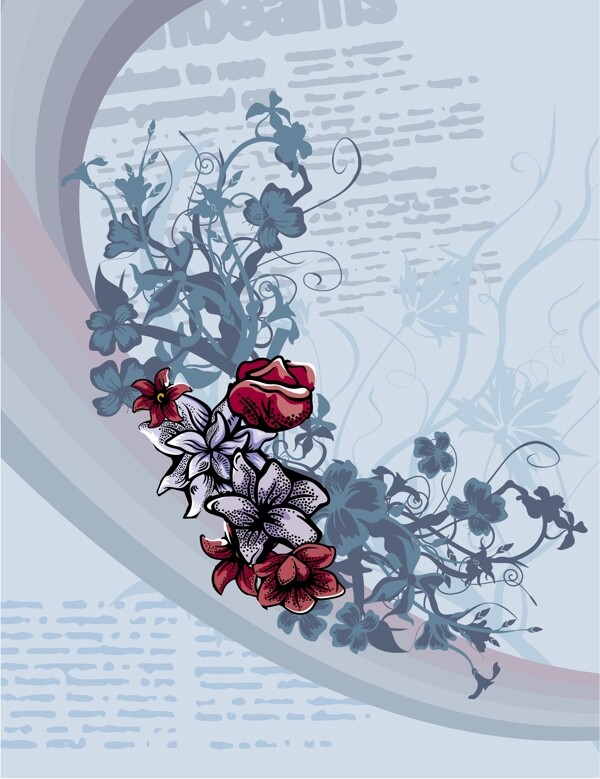 花卉花纹丝带背景设计