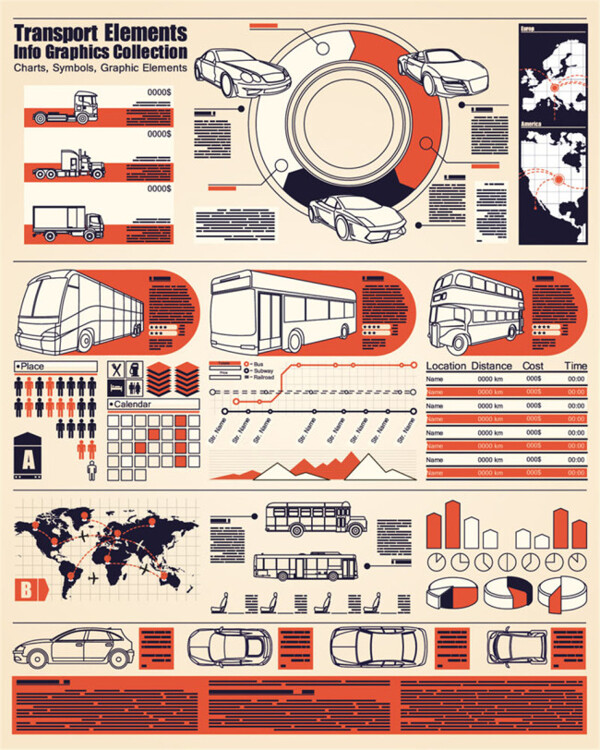 公共交通图表设计图片
