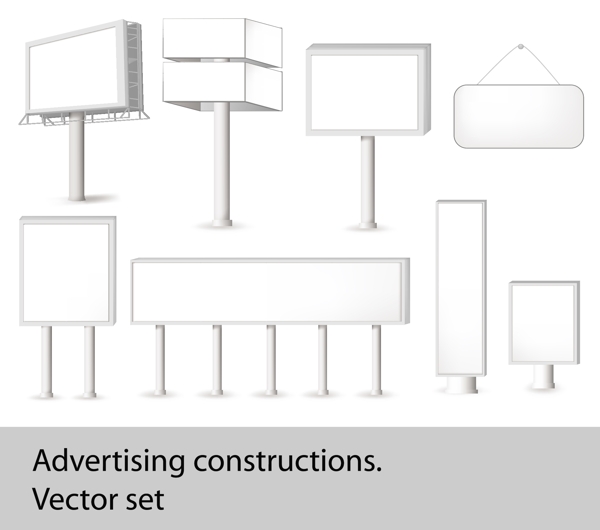 户外广告牌的多种类型的模板矢量素材