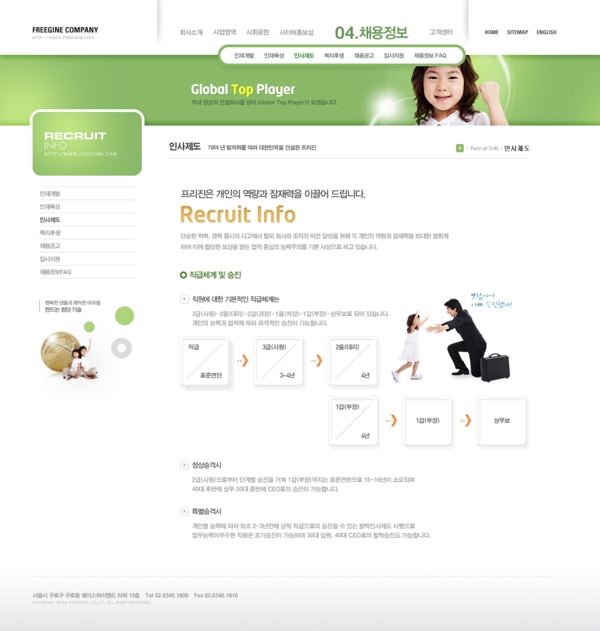 绿色简洁韩国网页模版图片