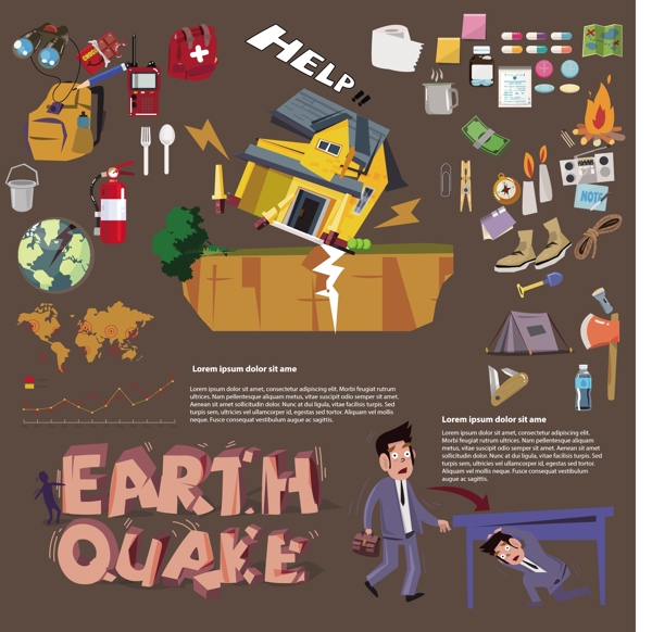 预防地震插画