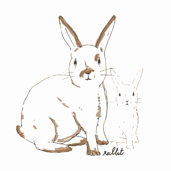 位图可爱卡通卡通动物兔子婴童装免费素材