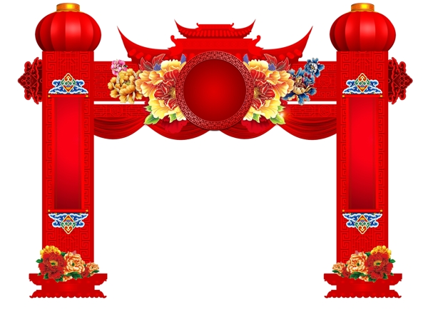 中国风传统龙门架拱门