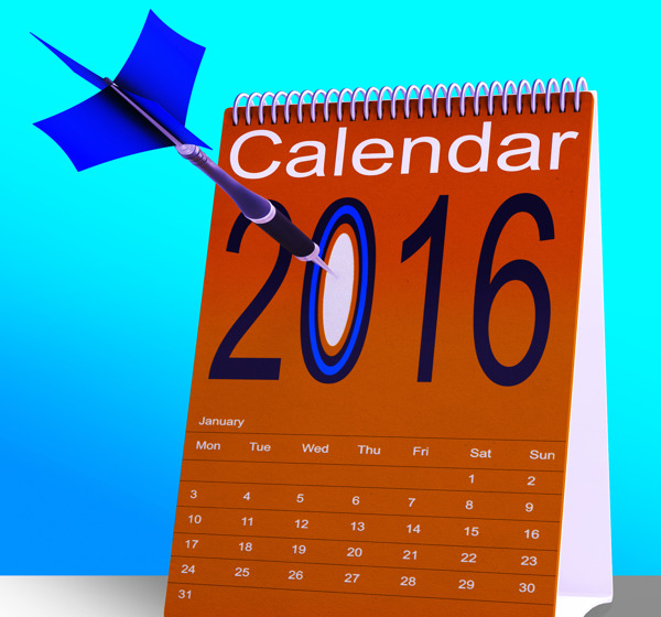 2016计划日历显示未来的业务目标