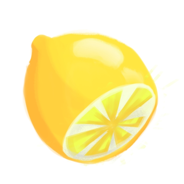 手绘食物水果柠檬黄色