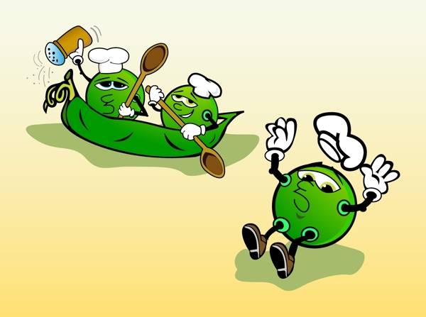 绿豌豆烹饪卡通矢量图