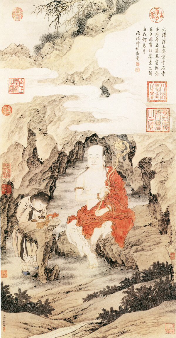 罗汉图山水画中国古画0885