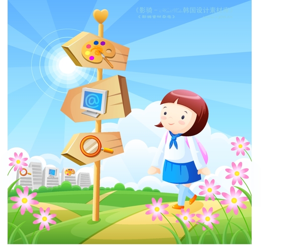 儿童校园生活矢量素材矢量图片HanMaker韩国设计素材库