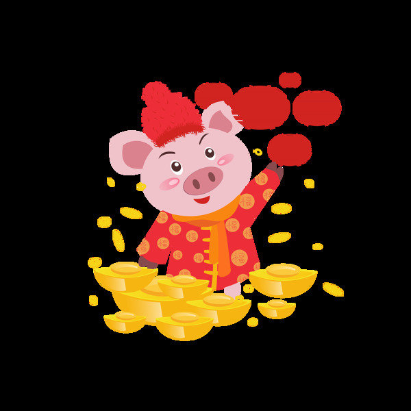 猪年元素之卡通可爱喜庆猪形象