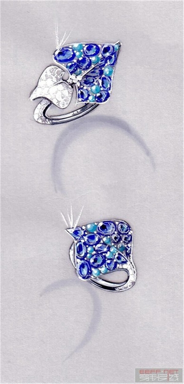 美丽蓝色戒指珠宝图片素材
