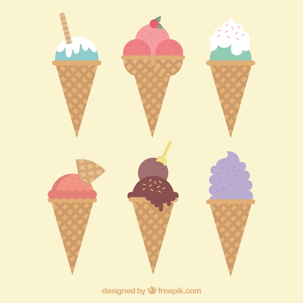 手绘彩色冰淇淋插图矢量素材