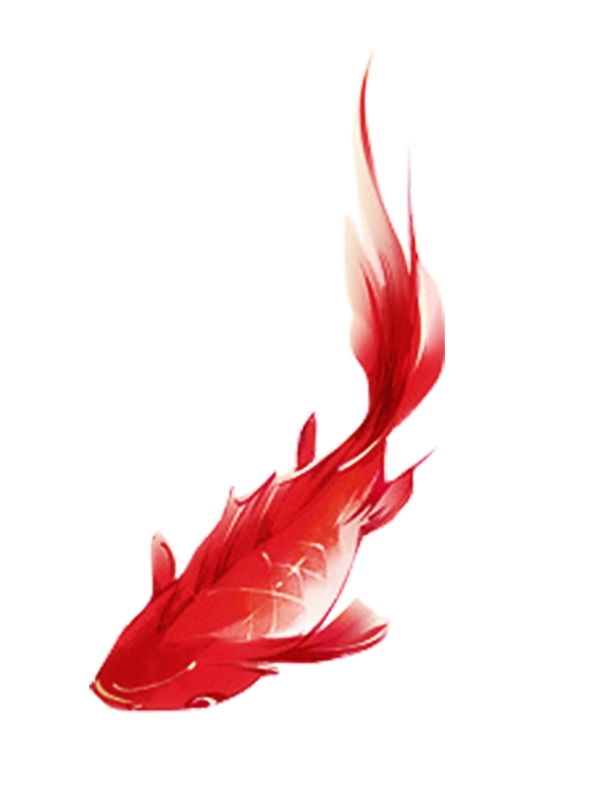 红色手绘传统中国风金鱼装饰图案设计元素