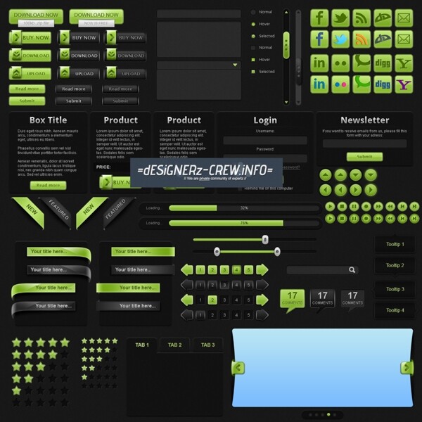 绿色网页元素UI设计