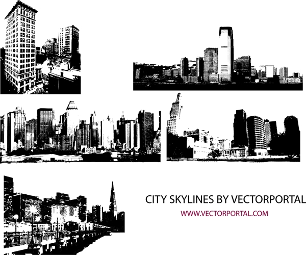 城市建筑剪影矢量图片