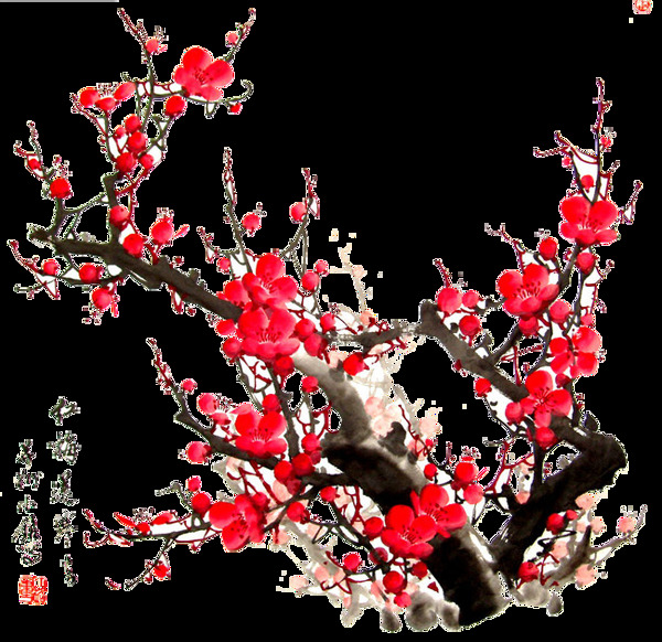 古风国风工笔画花免抠素材