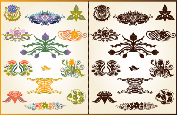 各种植物装饰图案矢量图素材