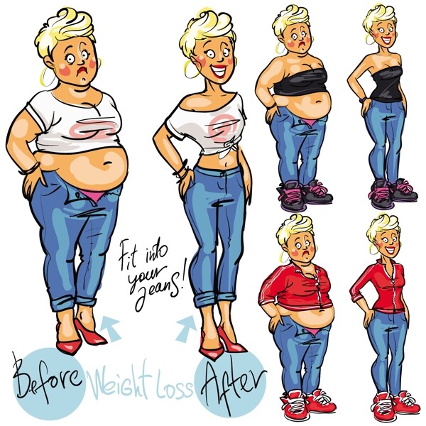 减肥的女人插画