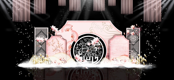 粉色中式婚礼主题效果图片