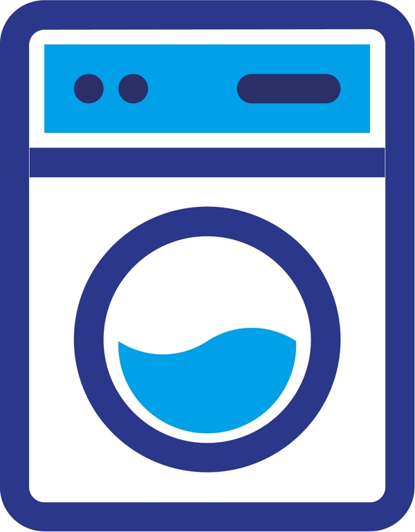 蓝色手绘洗衣机元素