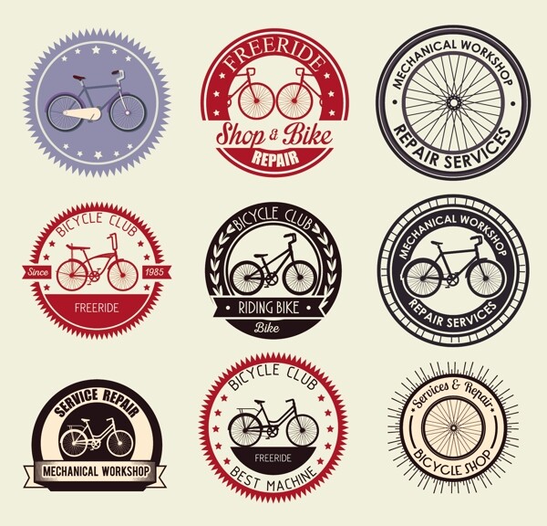 自行车元素标签图片