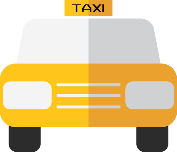 黄色简约扁平化出租车交通工具png素材