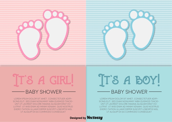 女孩和男孩的婴儿脚印矢量