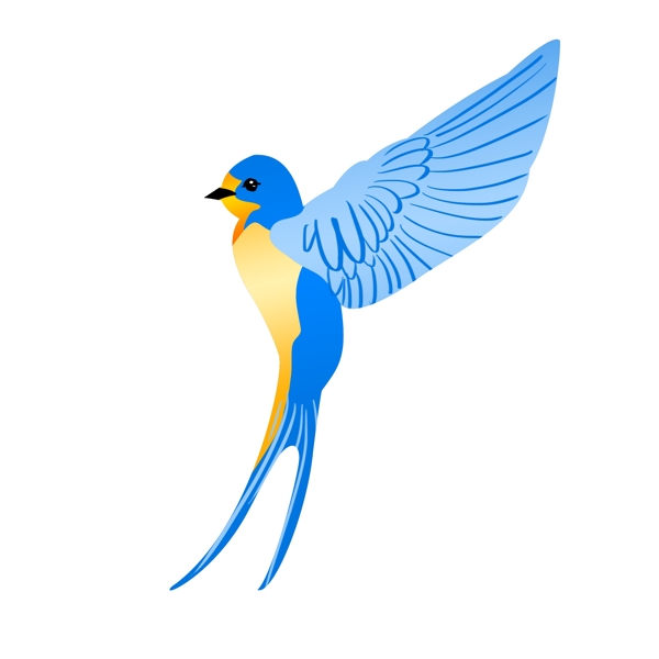 蓝色煽动翅膀的燕子插画