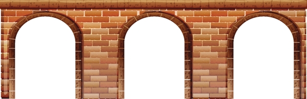写实风格红砖桥洞红墙大门插图矢量素材
