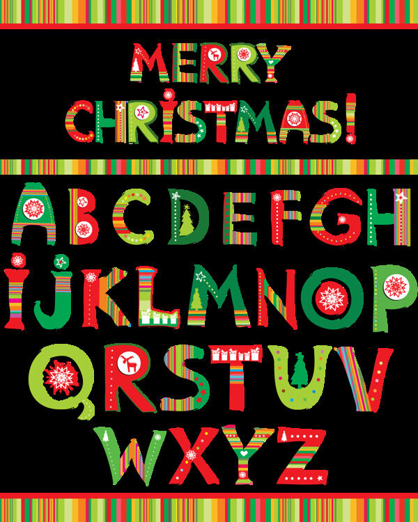 圣诞元素矢量字母图片