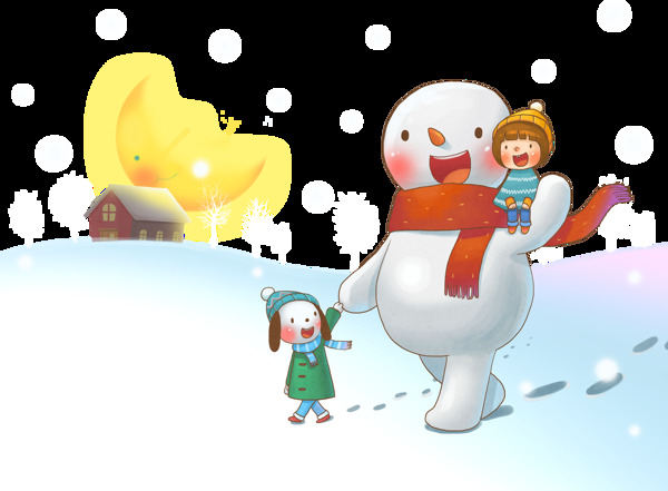 圣诞雪地雪人元素设计