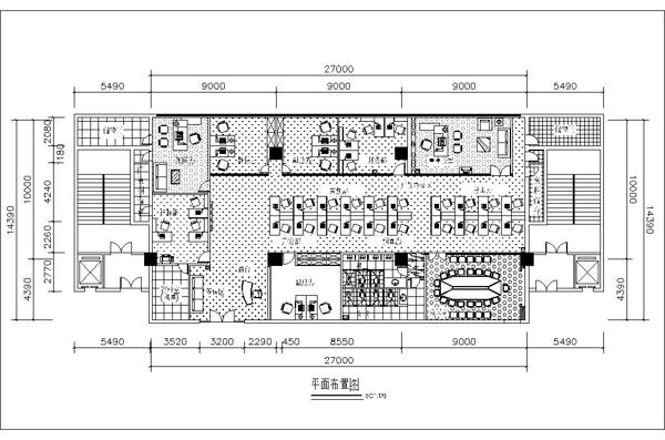 高档办公室全套施工图平面图