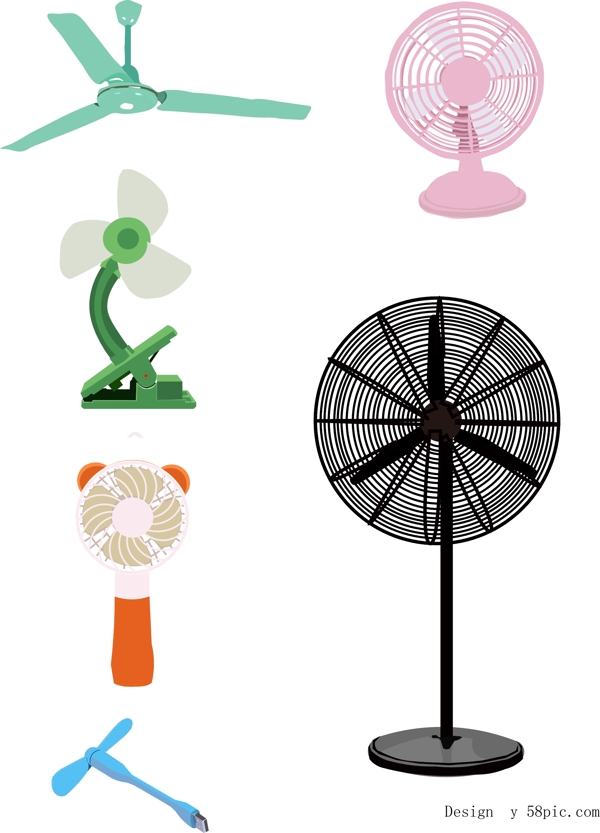 各种类型的电风扇